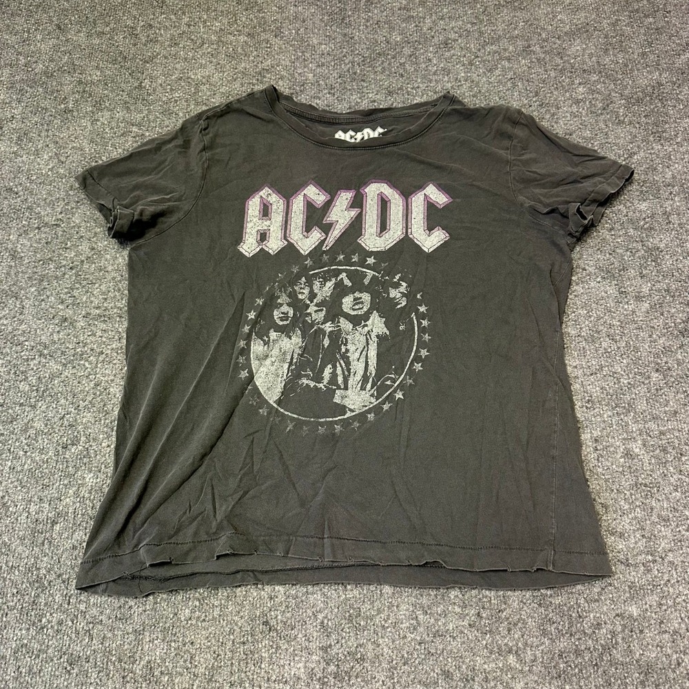 AC/DC T-Shirt Womens Size L Black Highway To Hell 1979 Tour Graphic Distressed